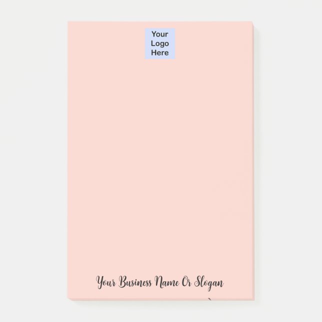 Simple Custom Logo Small Business Peach Orange Post-it Notes (Front)