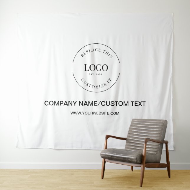 Simple Custom Logo text website backdrop Company Tapestry (In Situ (Horizontal))