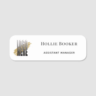 Simple Custom Logo  White Employee Name Tag