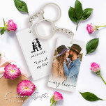 Simple Custom Love Couple Text and Photo Key Ring<br><div class="desc">Cherish your moments forever with our Simple Personalised Text and Photo Keychain. Let us be your partner for individual lover's gifts. This unique keepsake crafted with love by Mylini Design, an experienced designer known for exquisite attention to detail, is a perfect way to store your unforgettable memories. Personalise it with...</div>