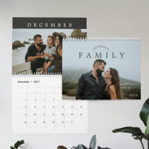 Simple Custom Minimalist Modern Family Photo Calendar