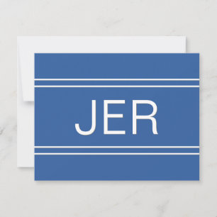 Simple Custom Modern Monogrammed Initial Blue Card
