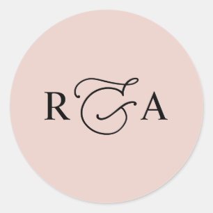 Simple Custom Monogram Dusty Rose Personalised Classic Round Sticker