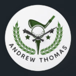 Simple Custom Monogram Golfer Name Large Clock<br><div class="desc">Add a personal touch to your game with these Simple Custom Monogram Golfer Name Large Clock. Designed with a clean and elegant golf-inspired emblem, this personalized golf ball features a stylish golf club, ball, and laurel design that makes it stand out on the course. Customize the Large Clock with your...</div>