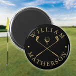 Simple Custom Name Golf Clubs Black And Gold Magnet<br><div class="desc">Personalise the name to create a classic and stylish golf gift. Ideal for individuals,  golf clubs and as a company gift.
Designed by Thisisnotme©</div>