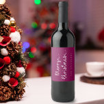 Simple Custom Name Minimalist Merry Christmas Wine Label<br><div class="desc">Simple Name Minimalist Merry Christmas Wine Label . Celebrate the holidays in style with this Simple Magenta and White Name Minimalist Merry Christmas Wine Label! Designed for those who appreciate clean lines and modern aesthetics, this wine label features a sleek magenta and white colour palette, with a sophisticated layout that...</div>