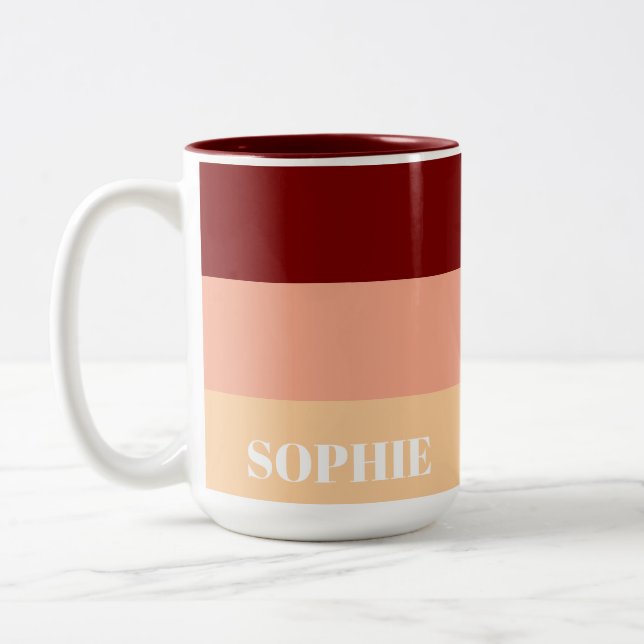 Simple Custom Name Modern Stylish Minimal Tea Two-Tone Coffee Mug (Left)