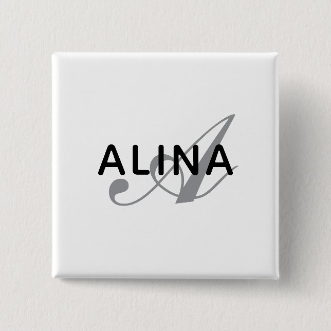 Simple Custom Name Monogram 2''Scratch Resistant 15 Cm Square Badge (Front)