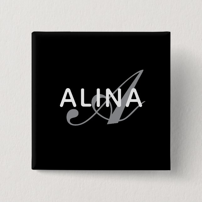 Simple Custom Name Monogram 2''Scratch Resistant 15 Cm Square Badge (Front)