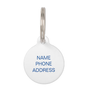 Simple Custom Name monogram contact Info dog Pet Tag
