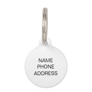 Simple Custom Name monogram contact Info dog Pet Tag