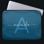 Simple Custom Name & Monogrammed Blue Personalised Laptop Sleeve<br><div class="desc">Simple Custom Name & Monogrammed Blue Personalised Laptop Sleeve.</div>