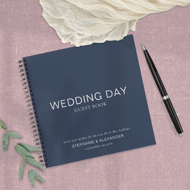 Simple Custom Navy Blue Wedding Guest Book (Creator Uploaded)
