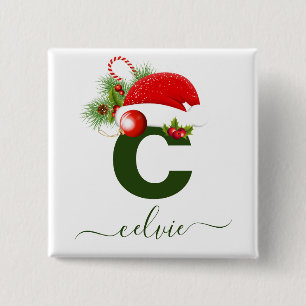 Simple Custom Personalised Monogram Christmas 15 Cm Square Badge
