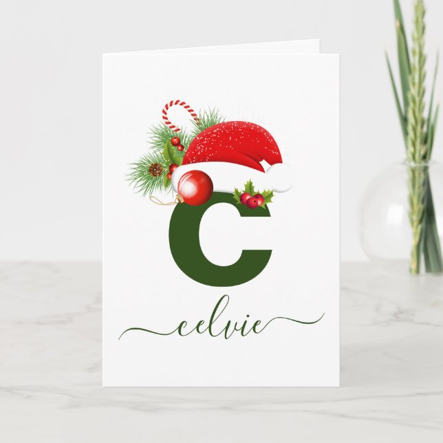 Simple Custom Personalised Monogram Christmas Card (Front)