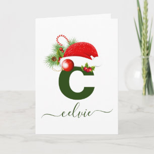 Simple Custom Personalised Monogram Christmas Card
