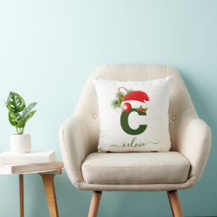 Simple Custom Personalised Monogram Christmas Cushion