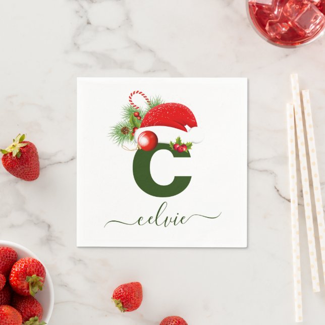 Simple Custom Personalised Monogram Christmas Napkin (Insitu)