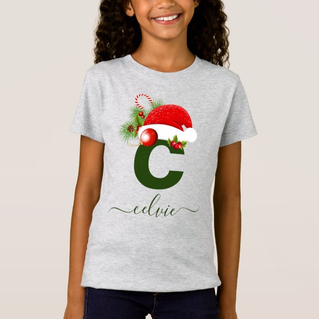 Simple Custom Personalised Monogram Christmas T-Shirt (Front)
