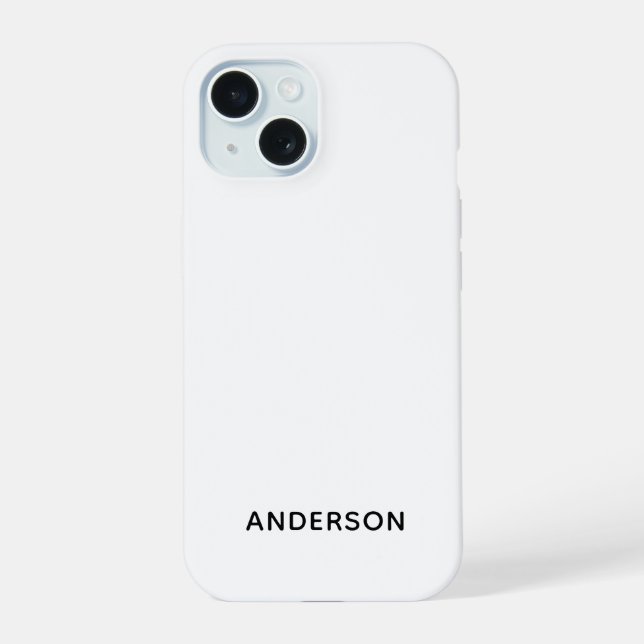 Simple Custom Personalized White iPhone 15 Case (Back)
