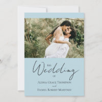 Simple Custom Photo Black white blue Wedding