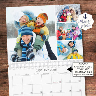 Simple Custom Photo Collage 4 Per Month Calendar