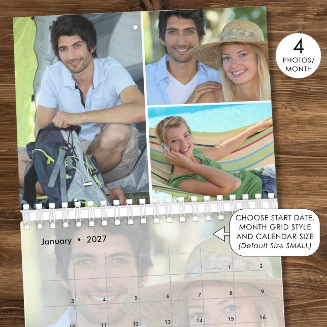 Simple Custom Photo Collage 4 Per Month Calendar (Creator Uploaded)