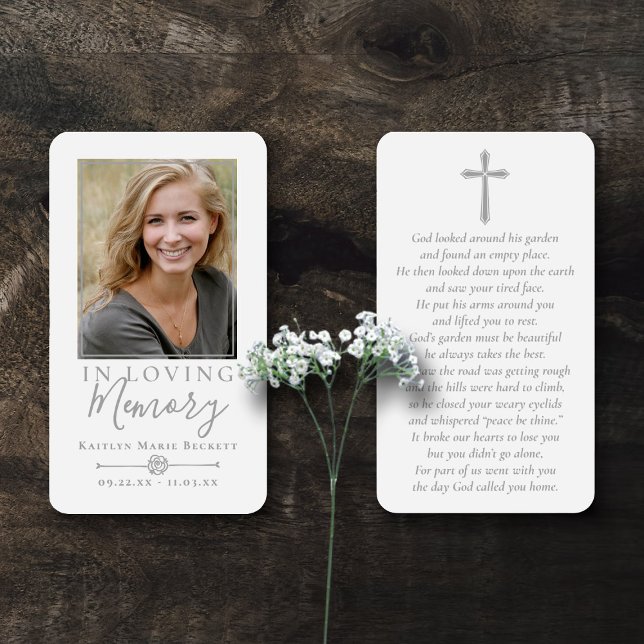 Simple Custom Photo Holy Cross Memorial Cards (Creator Uploaded)