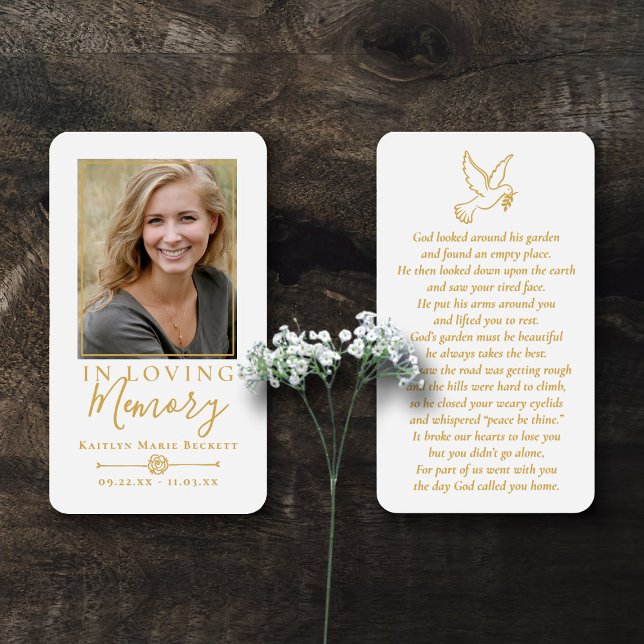 Simple Custom Photo Holy Dove Memorial Cards (Creator Uploaded)