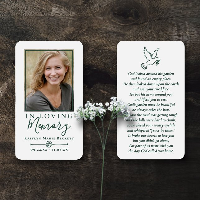Simple Custom Photo Holy Dove Memorial Cards (Creator Uploaded)
