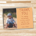 Simple Custom Photo Kid's Birthday  Thank You Card<br><div class="desc">Simple Custom Photo Kid's Birthday Thank You Card. Modern and simple design. A great birthday thank you card for your friends and family - thank your guest for their gifts, cards and wishes. Add your photo and personalise the card with your name and text. Great as thank you card for...</div>