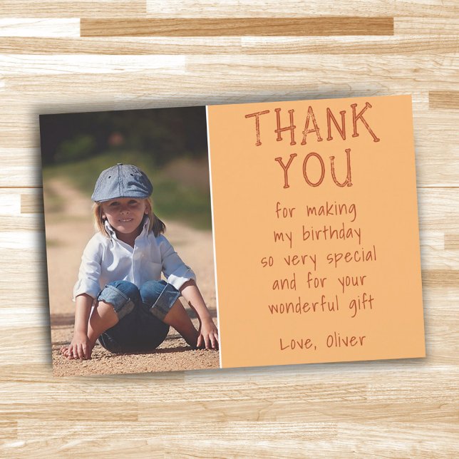 Simple Custom Photo Kid's Birthday  Thank You Card (Creator Uploaded)