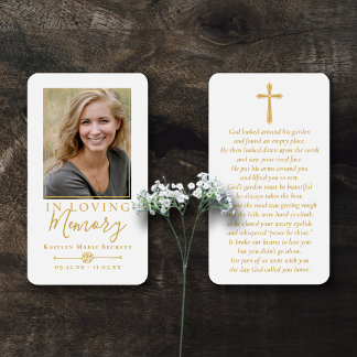 Simple Custom Photo Laminated Memorial Cards