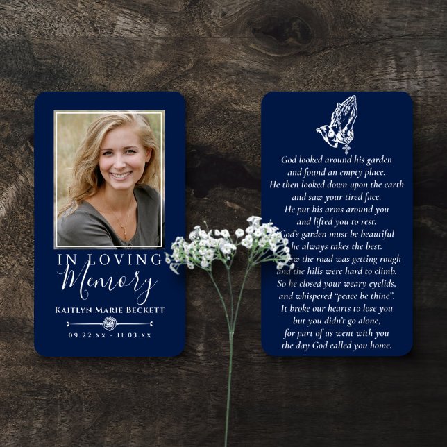 Simple Custom Photo Praying Hands Memorial Cards (Creator Uploaded)