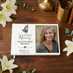 Simple Custom Photo Praying Hands Memorial Guest Book