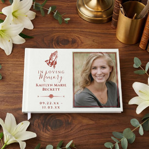 Simple Custom Photo Praying Hands Memorial Guest Book