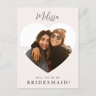 simple custom photo will you be my bridesmaid card