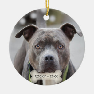 Simple Custom Pit Bull Dog Photo Ceramic Tree Decoration