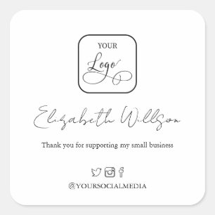 Simple Custom Promotional Business Logo Square Sticker