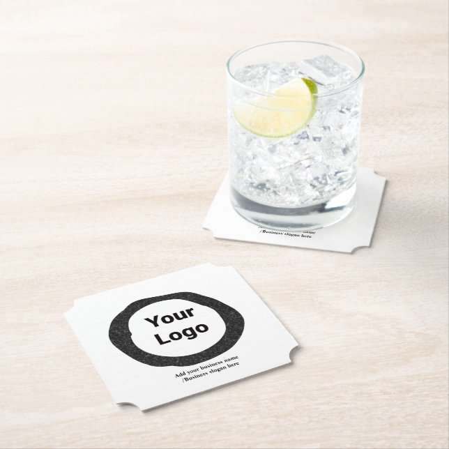 Simple custom QR code add you name logo Classic Ro Paper Coaster (Insitu)