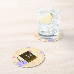 Simple custom QR code add you name logo Classic Ro Paper Coaster