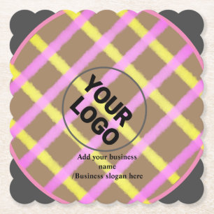 Simple custom QR code add you name logo Classic Ro Paper Coaster