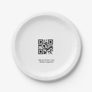 Simple custom QR code add you name logo Classic Ro Paper Plate