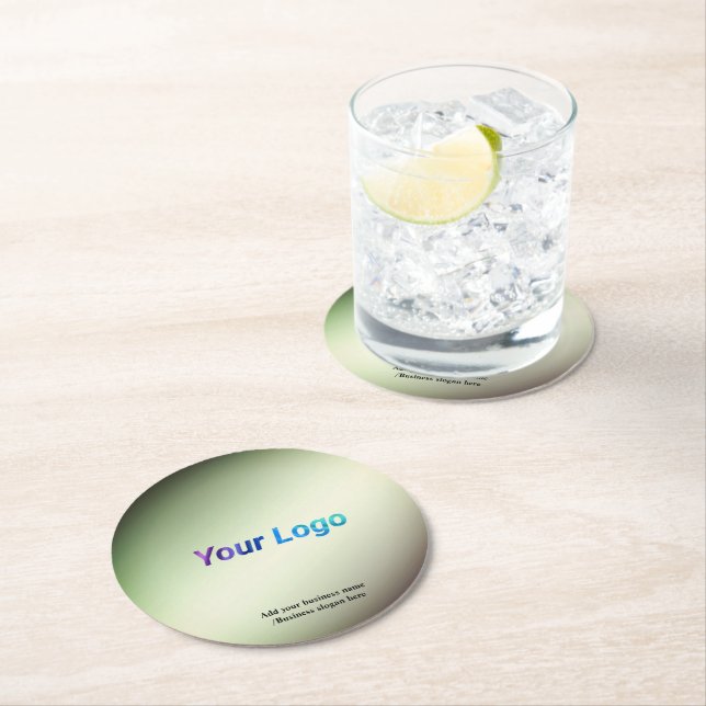 Simple custom QR code add you name logo Classic Ro Round Paper Coaster (Insitu)