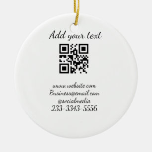 simple custom QR code add your name text  Classic  Ceramic Tree Decoration