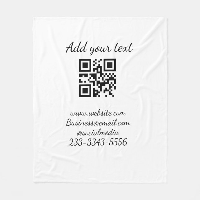 simple custom QR code add your name text  Classic  Fleece Blanket (Front)