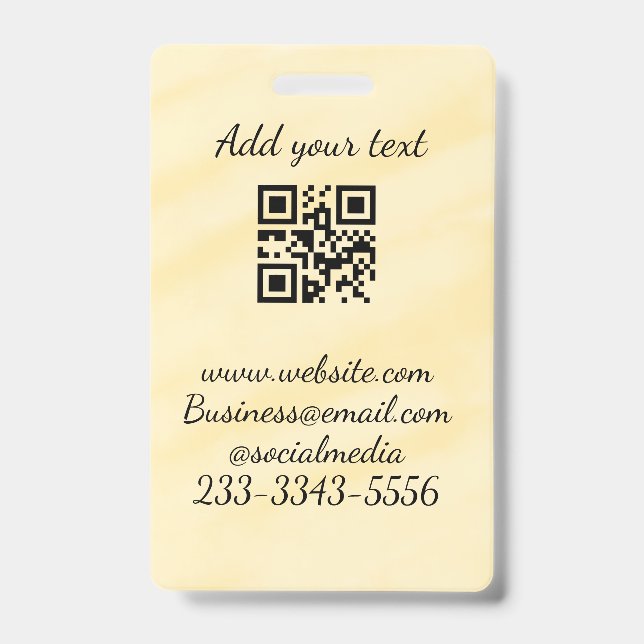 simple custom QR code add your name text  Classic  ID Badge (Front)