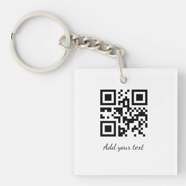 simple custom QR code add your name text  Classic  Key Ring (Front)