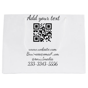 simple custom QR code add your name text  Classic  Large Gift Bag