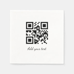 simple custom QR code add your name text Classic Napkin